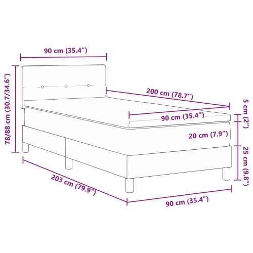 Box Spring Krevet s Dušekom Tamno Sivi 90x200 cm Tkanina Cijena