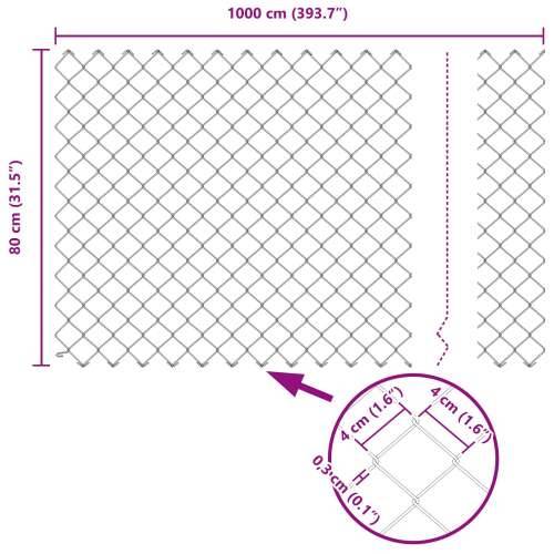 Ograda u obliku lanca Siva 0.8x10 m Čelik Cijena