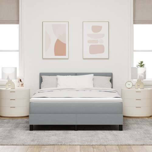 krevet s kutijom s madracem svjetlosiv 140x190 cm Tkanina Cijena