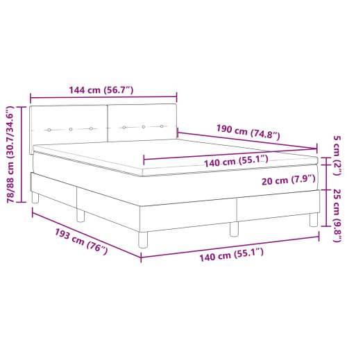 Krevet s box springom s madracem tamno sivi 140x190 cm tkanina Cijena