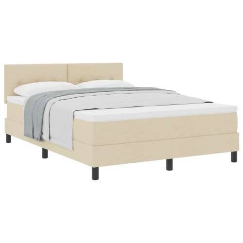 Krevet s podiznom platformom s madracem krem 160x200 cm tkanina Cijena