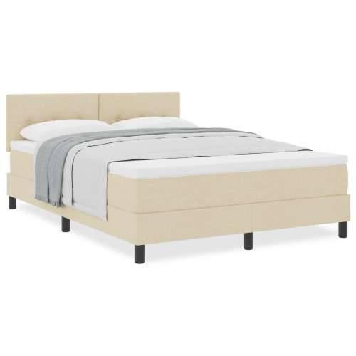 Krevet s podiznom platformom s madracem krem 160x200 cm tkanina Cijena