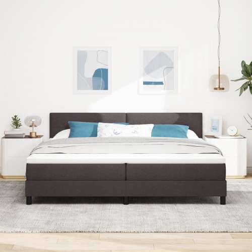 Tamnosmeđi box spring krevet s madracem 200x200 cm tkanina Cijena