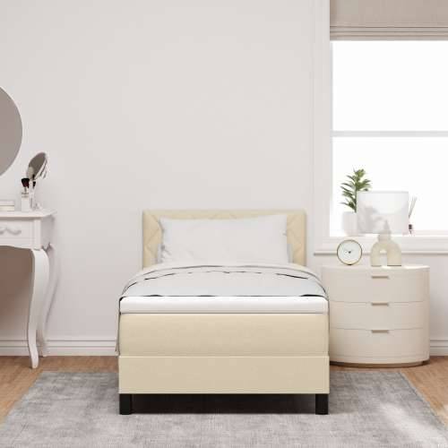 Box Spring Krevet s Madracem Kremasti 90x200 cm Tkanina Cijena