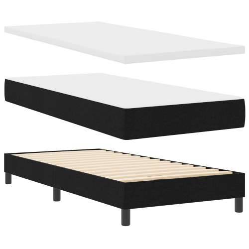 krevet s kutijom s madracem crni 100x200 cm tkanina Cijena
