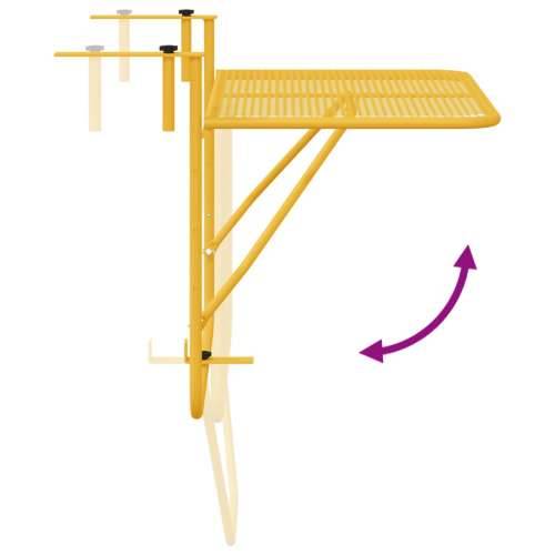 Sklopivi viseći stol za balkon u boji senfa - 60x40 cm, čelik Cijena