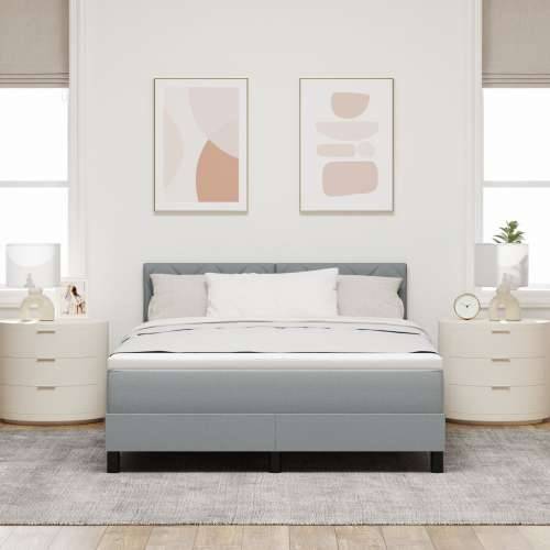Box Spring Krevet s Madracem Svijetlosivi 140x200 cm Tkanina Cijena