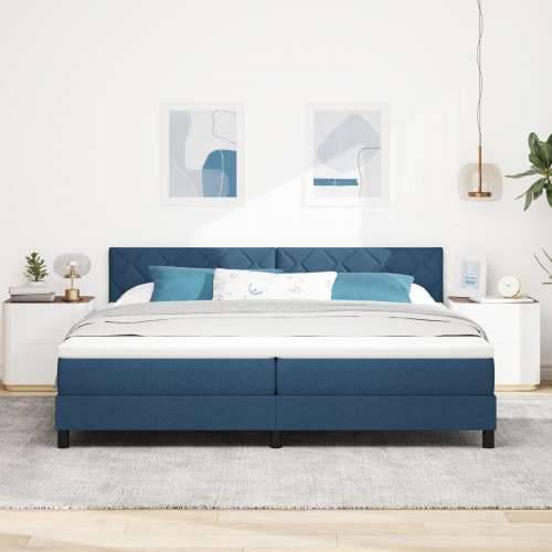 Krevet s box springom s madracem plavi 200x200 cm tkanina Cijena