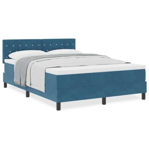 Krevet s box springom i madracem tamnoplave boje 140x190 cm Baršun Cijena