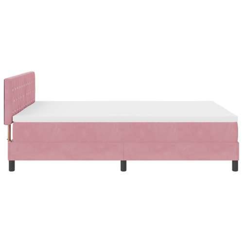 Box Spring Krevet s Madracem Ružičasta 140x190 cm Baršun Cijena