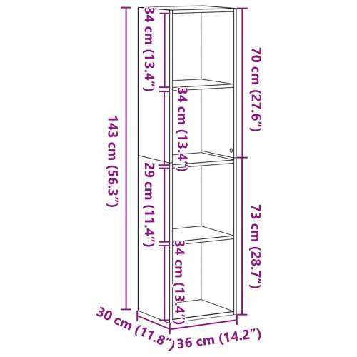 Knjiga Crna Hrast 36x30x143 cm Konstruirano drvo - Crni hrast 36 x 30 x 143 cm 1 Cijena