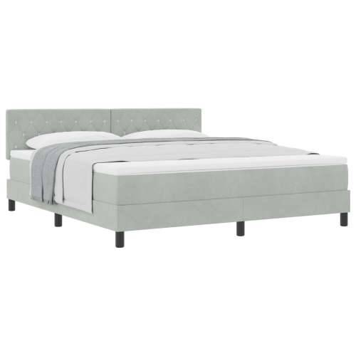 Box Spring Krevet s Madracem Svjetlosiva Super King Baršun Cijena