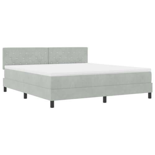 Box Spring Krevet s Madracem Svjetlosiva Super King Baršun Cijena