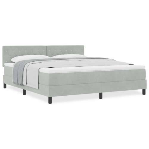 Box Spring Krevet s Madracem Svjetlosiva Super King Baršun Cijena