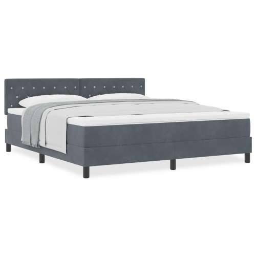 Box Spring Krevet s Madracem Tamno Siva Super King Baršun Cijena