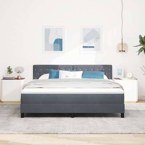 Box Spring Krevet s Madracem Tamno Siva Super King Baršun Cijena