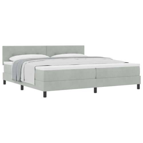 Box Spring Krevet s Madracem Svjetlosiva 200x200 cm Baršun Cijena