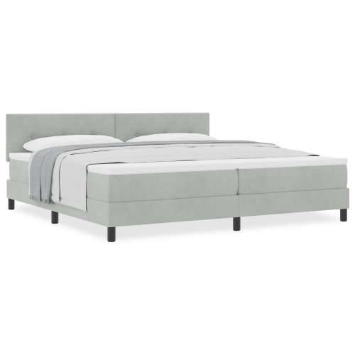 Box Spring Krevet s Madracem Svjetlosiva 200x200 cm Baršun Cijena