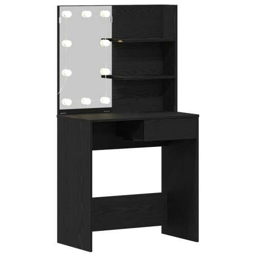LED Toaletni Stol u Crnom Hrastu - 71 x 40 x 141 cm, Napravljen od Konstruiranog Drva Cijena