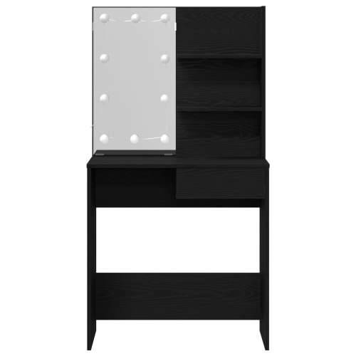 LED Toaletni Stol u Crnom Hrastu - 71 x 40 x 141 cm, Napravljen od Konstruiranog Drva Cijena