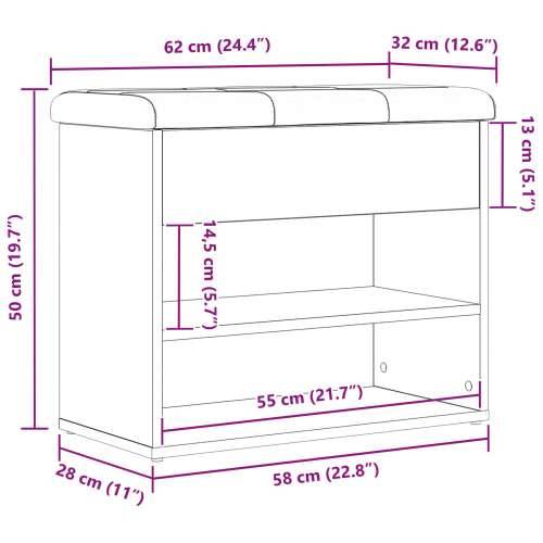 Klupa za pohranu Crna Bukva 60x30x48 cm Konstruirano drvo Cijena