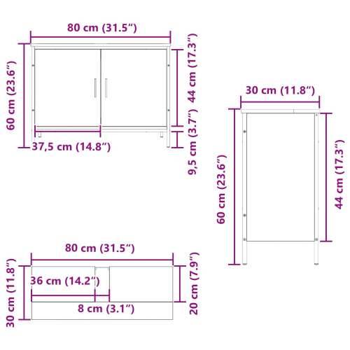 Kupaonski Lavabo - Umivaonik ormarić Crni hrast 80x30x60 cm Konstruirano drvo Cijena