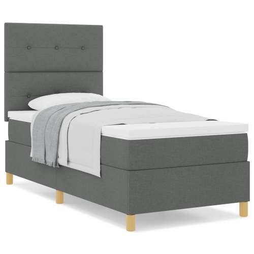 Box Spring krevet s madracem Tamno siva 80x200 cm Tkanina Cijena
