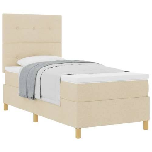 Krevet s oprugom i madracem krem 80x200 cm od tkanine Cijena