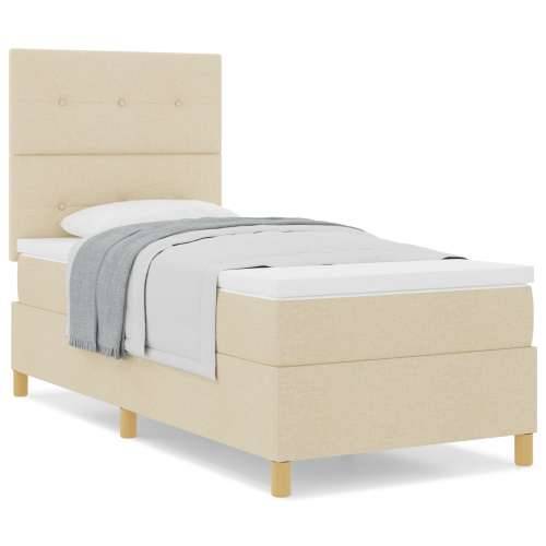 Krevet s oprugom i madracem krem 80x200 cm od tkanine Cijena