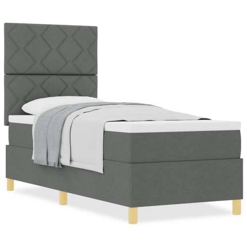 Box Spring krevet s madracem Tamno siva 80x200 cm Tkanina Cijena
