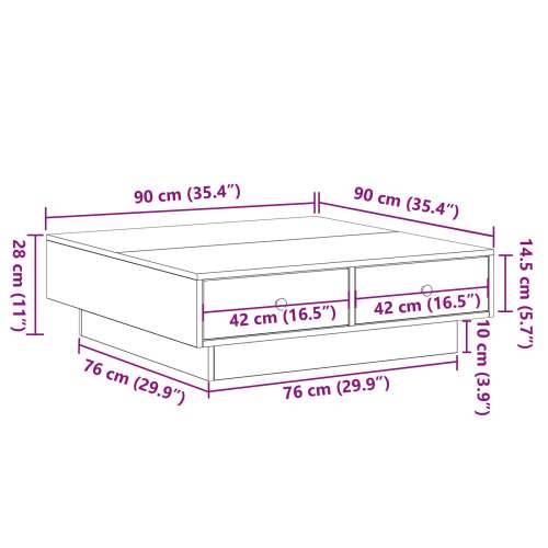 Stolić za kavu Crni hrast Konstruirano drvo 90 x 90 x 28 cm Cijena