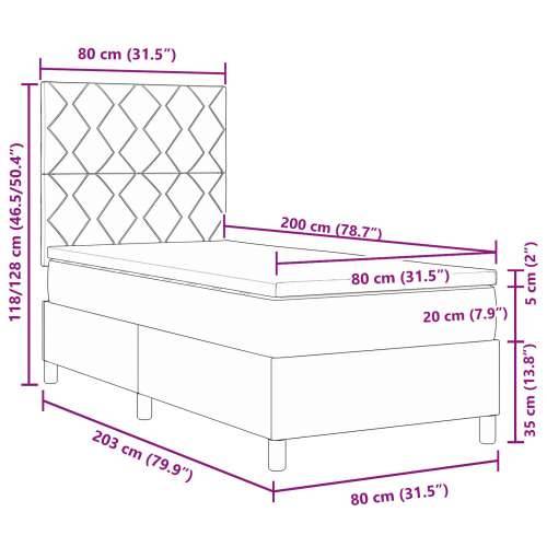 Box Spring Krevet s Madracem Taupe 80x200 cm Tkanina Cijena