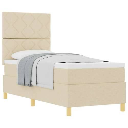 krevet s podnicom i madracem krem 80x200 cm tkanina Cijena