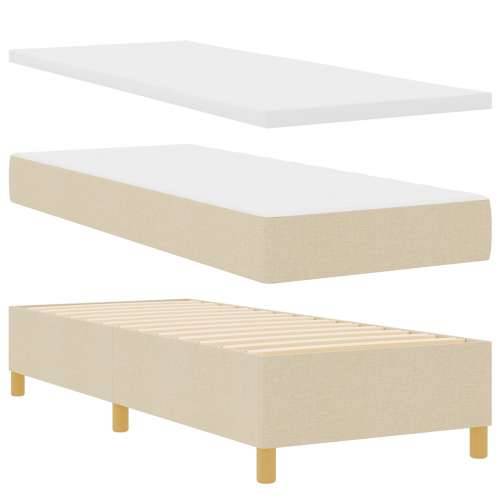 krevet s podnicom i madracem krem 80x200 cm tkanina Cijena