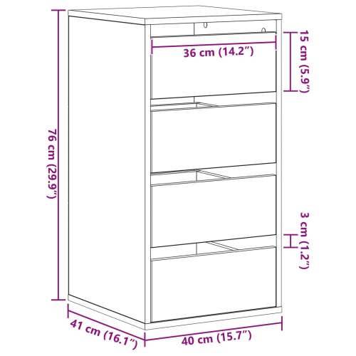 Kutna komoda Crni hrast 40x41x76 cm Konstruirano drvo Cijena
