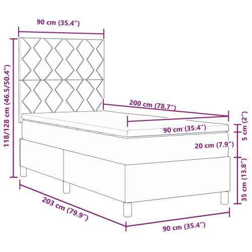 krevet na podlošku s madracem svjetlosive boje 90x200 cm tkanina Cijena