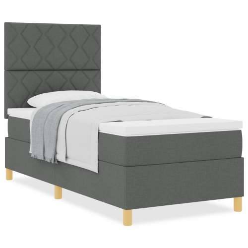 Krevet s box spring madracem tamno sivi 90x200 cm tkanina Cijena