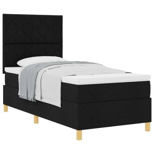 Box Spring Krevet s Madracem Crna 100x200 cm Tkanina Cijena