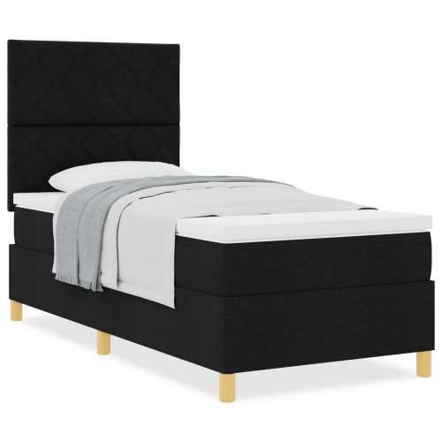 Box Spring Krevet s Madracem Crna 100x200 cm Tkanina Cijena