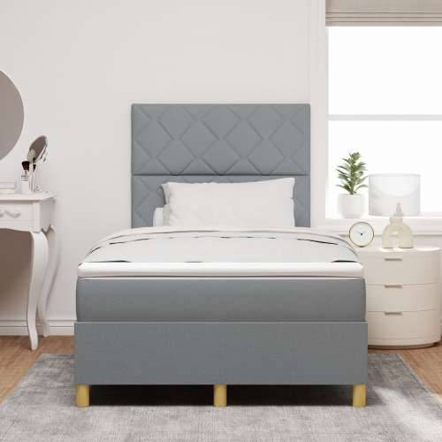 Box Spring krevet s madracem svjetlosiva mali dvostruki tkanina Cijena