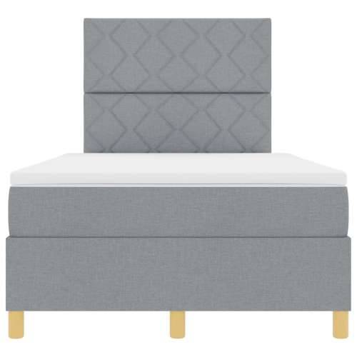 Box Spring krevet s madracem svjetlosiva mali dvostruki tkanina Cijena