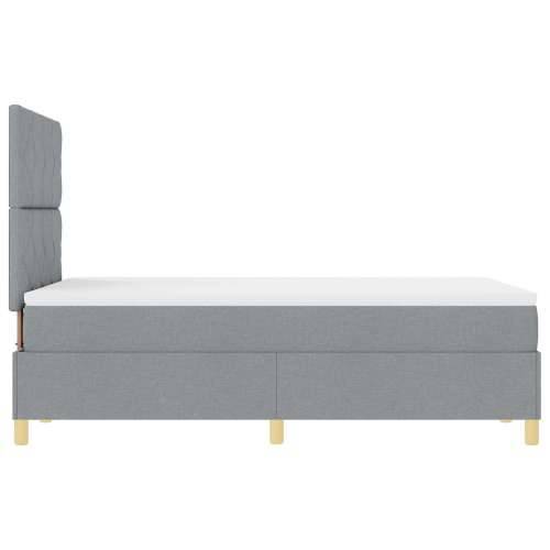 Box Spring krevet s madracem svjetlosiva mali dvostruki tkanina Cijena