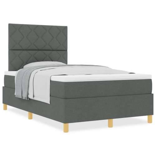 Krevet s box spring sustavom s madracem Tamno sivi Mali dvostruki Tkanina Cijena
