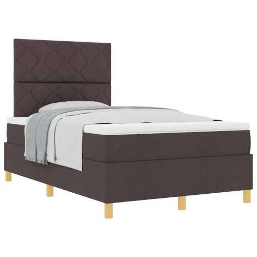 Box Spring Krevet s Madracem Tamno Smeđi Mali Dvosmjerni Tkanina Cijena