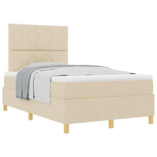 Box Spring krevet s madracem Krem mali dvostruki Tkanina Cijena