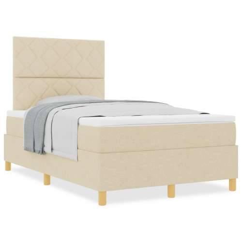 Box Spring krevet s madracem Krem mali dvostruki Tkanina Cijena