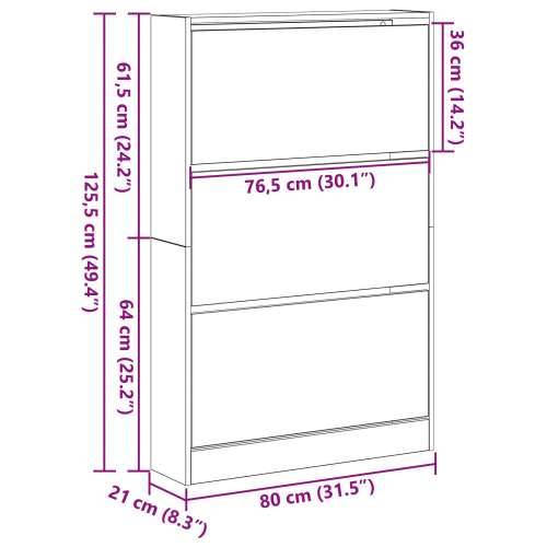 Ormar za cipele Stari drvo 80x21x125,5 cm Konstrukcija od drva Cijena