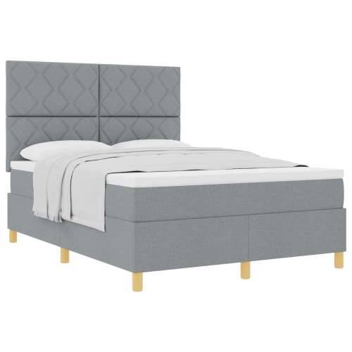Box Spring krevet s madracem svjetlosiva 140x200 cm tkanina Cijena