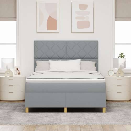 Box Spring krevet s madracem svjetlosiva 140x200 cm tkanina Cijena