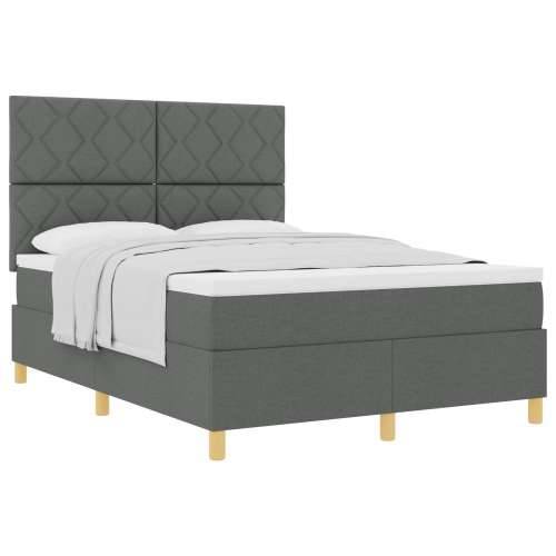 Krevet s podnicom s madracem tamno siva 140x200 cm tkanina Cijena